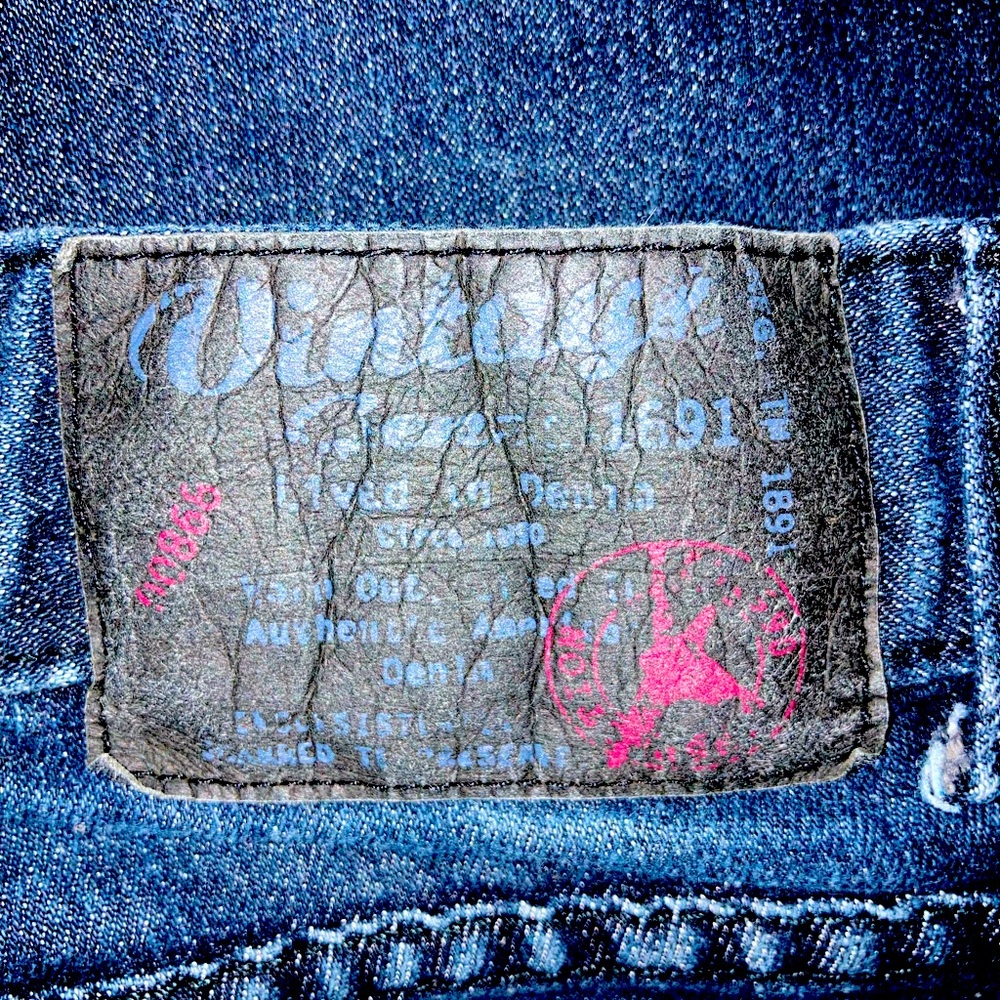🛹VINTAGE1691🛹SLIM STRAIGHTLEG Jeans sz32x30 DEEP blu/blkcotton/polyester ⭐️EUC⭐️